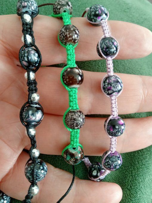 Bracelets macramé perles de verre 